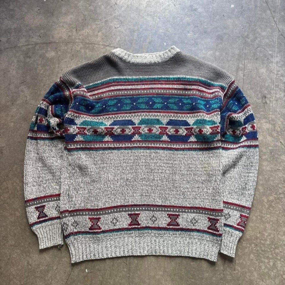 Vintage Anchor Blue Aztec Knit Sweater Vintage 90s Southwest Pattern Mens Large